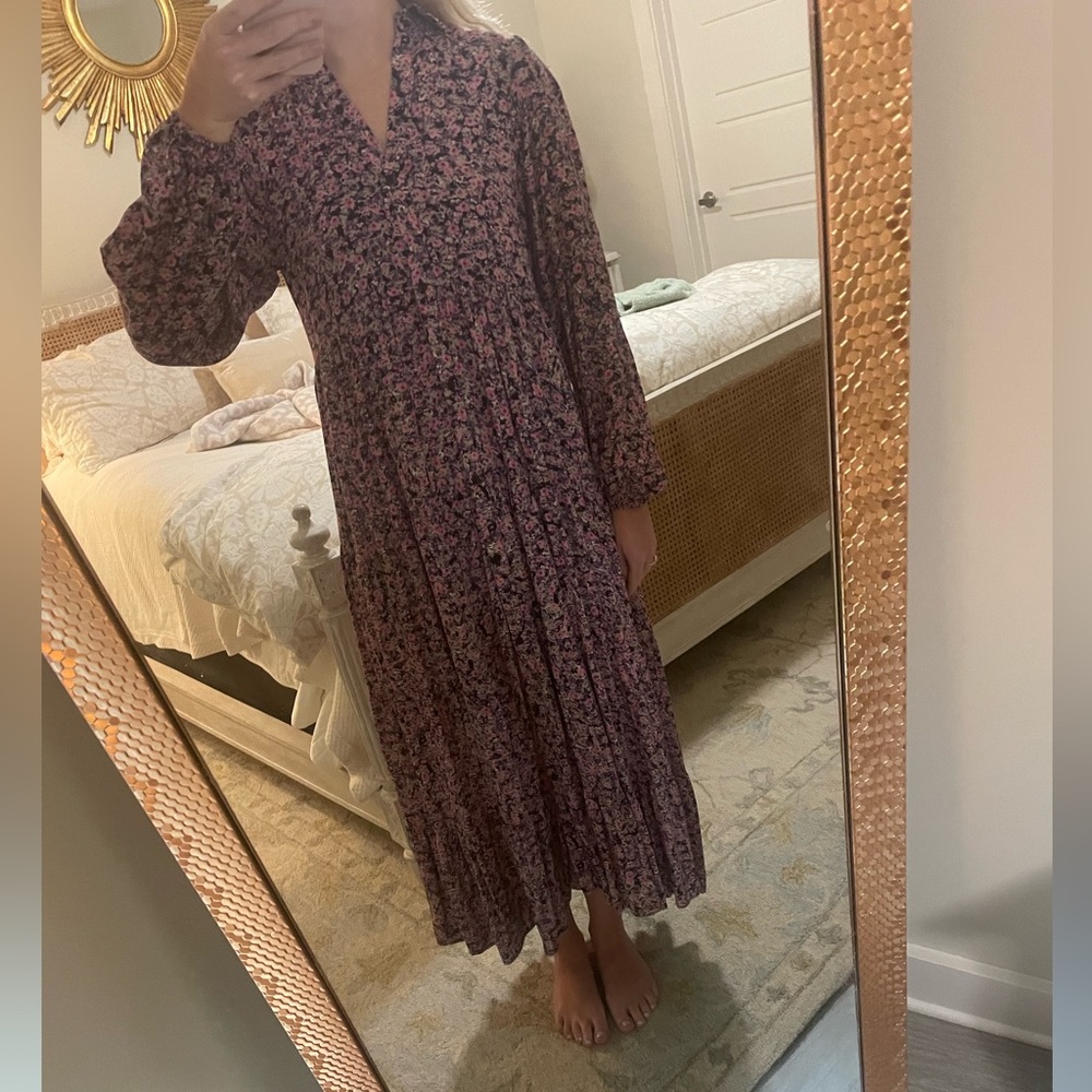 Zara, Floral Long Sleeve Maxi Dress, USA Size Medium